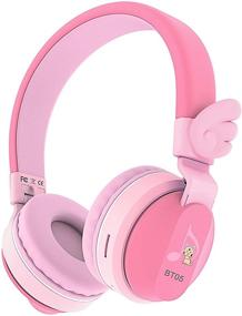 img 4 attached to Riwbox BT05 Bluetooth Kids Headphones Wireless Foldable Headset Over Ear With Volume Limited And Mic/TF Card Compatible For IPad/IPhone/Tablet (Pink&Amp Headphones