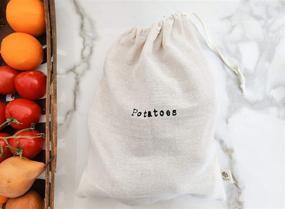 img 3 attached to 🥔 Montecito Home - Farmhouse Artisan Linen Bags for Onion, Potato, and Pantry Storage - Set of Two 15"x12" Washable Storage Bags