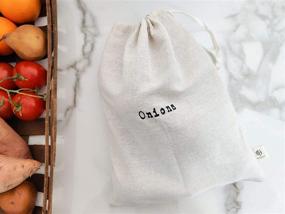 img 2 attached to 🥔 Montecito Home - Farmhouse Artisan Linen Bags for Onion, Potato, and Pantry Storage - Set of Two 15"x12" Washable Storage Bags