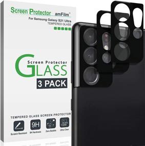 img 4 attached to 📷 (3-Pack) amFilm Camera Screen Protector for Samsung Galaxy S21 Ultra 5G 6.8 inch, Tempered Glass Lens Protector, Minimized Flash Reflection, Black