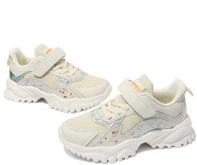 img 4 attached to Rollepocc Breathable Running Walking Sneakers Girls' Shoes