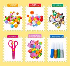 img 2 attached to Acerich Kids Arts and Crafts Supplies Set for DIY School Projects and Toddler Activities: Pipe Cleaners, Pom Poms, Wiggle Googly Eyes, Buttons, Ice Cream Sticks, and More Crafting Materials