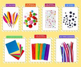 img 3 attached to Acerich Kids Arts and Crafts Supplies Set for DIY School Projects and Toddler Activities: Pipe Cleaners, Pom Poms, Wiggle Googly Eyes, Buttons, Ice Cream Sticks, and More Crafting Materials