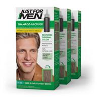 just for men shampoo-in color: gray hair coloring for men with 👨 keratin & vitamin e - dark blond/lightest brown, h-15, 3 pack (packaging may vary) logo