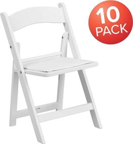 img 2 attached to Flash Furniture 10 Pack Kids White Resin Folding Event Party 🪑 Chair with Vinyl Padded Seat – Durable and Comfortable Seating Solution for Children