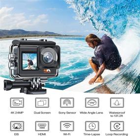 img 3 attached to 📷 High-Performance 4K Dual Screen Action Camera: Sony Sensor, 170° Angle, WiFi and 40M Waterproof