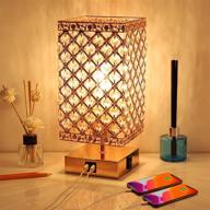 🌟 rose gold crystal table lamp for bedrooms and living rooms - dimmable bedside lamp with usb port, ac outlet, and touch control - includes bulb - elegant crystal bedroom lamp логотип