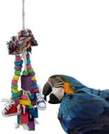 🐦 22.4” large parrot chew toy with multicolored wooden blocks and mini sneakers - ideal for african grey macaws, cockatoos, eclectus, amazon parrot birds логотип