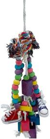 img 3 attached to 🐦 22.4” Large Parrot Chew Toy with Multicolored Wooden Blocks and Mini Sneakers - Ideal for African Grey Macaws, Cockatoos, Eclectus, Amazon Parrot Birds