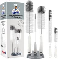 🧼 efficient cleaning set: mr.siga 5 pack bottle brush set with storage holder for long narrow neck bottles, water bottles, baby bottles, tumblers, drinking glasses, strews logo