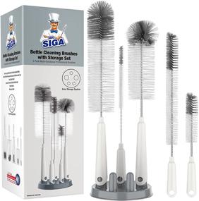 img 4 attached to 🧼 Efficient Cleaning Set: MR.SIGA 5 Pack Bottle Brush Set with Storage Holder for Long Narrow Neck Bottles, Water Bottles, Baby Bottles, Tumblers, Drinking Glasses, Strews