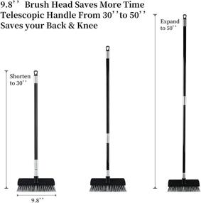 img 3 attached to 🧹 Adjustable Steel Handle Deck Scrubber Brush Push Broom, 9.8" Stiff Bristle Brush Head, Versatile Cleaning Tool for Pool, Bathroom, Tub, Tile, Grout, Patio, Garages, Driveway, Carpet - Black