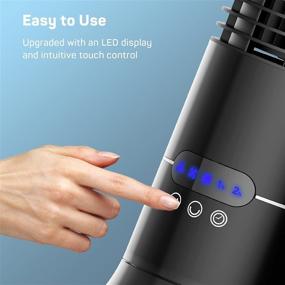 img 2 attached to Dr. Prepare 16-Inch Oscillating Tower Fan with Touch Buttons, 3 Speeds and Timers, 70° Oscillation, Quiet Cooling, Portable Desk Fan for Bedroom Office Home - Small Bladeless Personal Fan