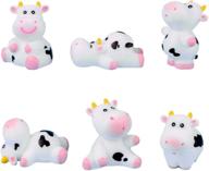 🐄 cow figures for kids: 6-piece set of cute animal toys for imaginative play, cake toppers, fairy gardens, and diy terrarium crafts логотип