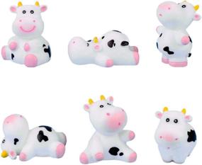 img 4 attached to 🐄 Cow Figures for Kids: 6-Piece Set of Cute Animal Toys for Imaginative Play, Cake Toppers, Fairy Gardens, and DIY Terrarium Crafts