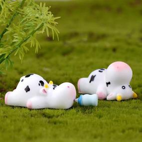 img 1 attached to 🐄 Cow Figures for Kids: 6-Piece Set of Cute Animal Toys for Imaginative Play, Cake Toppers, Fairy Gardens, and DIY Terrarium Crafts