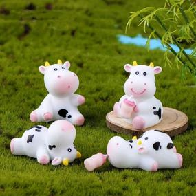 img 3 attached to 🐄 Cow Figures for Kids: 6-Piece Set of Cute Animal Toys for Imaginative Play, Cake Toppers, Fairy Gardens, and DIY Terrarium Crafts