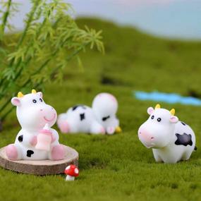 img 2 attached to 🐄 Cow Figures for Kids: 6-Piece Set of Cute Animal Toys for Imaginative Play, Cake Toppers, Fairy Gardens, and DIY Terrarium Crafts