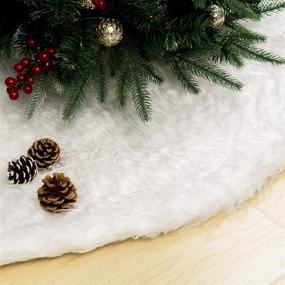 img 4 attached to 🎄 GIGALUMI Christmas Tree Skirts: 48 Inch White Faux Fur Tree Mat - Perfect Xmas Decoration for Holiday Home Party Ornaments (Large)