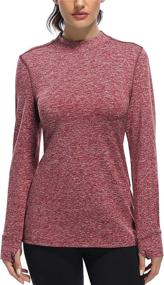 img 2 attached to 🏃 Fulbelle Women's Thermal Long Sleeve Mock Neck Running Shirts with Thumbhole - Fleece Technology for Enhanced Warmth