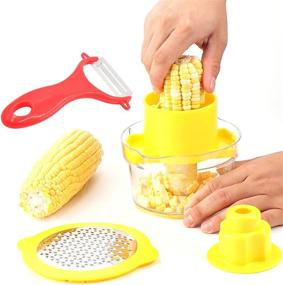 img 4 attached to 🌽 Efficient 4-in-1 Corn Stripper & Peeler Set - Stainless Steel Corn Thresher Machine + Multifunctional Kitchen Peeler Gift