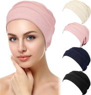 soft cotton slouchy beanies hats for women - syhood 4-piece sleep cap set, stretchy headwear logo