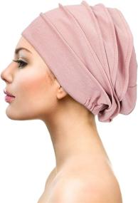 img 1 attached to Soft Cotton Slouchy Beanies Hats for Women - Syhood 4-Piece Sleep Cap Set, Stretchy Headwear