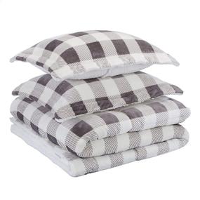 img 3 attached to Gray Gingham Full/Queen Ultra-Soft Micromink Sherpa Comforter Bed Set from Amazon Basics