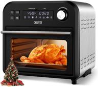 🍳 versatile 8-in-1 air fryer toaster oven combo, 6-slice small convection oven with rapid quartz heaters, oil-free air fry-roast-bake, 1250w black polished stainless countertop dehydrator, led screen and recipe guide логотип