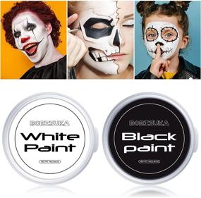 img 3 attached to 🎃 Halloween Cosplay SFX Makeup Kit - BOBISUKA Black + White Face Body Paint Full Coverage Non Toxic Face Painting Kits for Adults, Special Effects Makeup, Dress Up, Face Paint FX Makeup