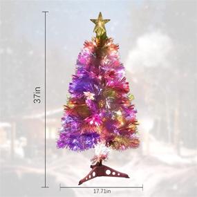 img 2 attached to Enhance your holiday ambiance with a Small White 3 ft Fiber Optic Christmas Tree - Outdoor Prelit Decorated with Lights for Home, Office, and Indoor Decoration