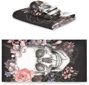 img 3 attached to Qilmy 3-Piece Rose Skull Towel Set: High Absorbent Soft Towels for Bathroom, Hotel, Kitchen, Gym & Spa