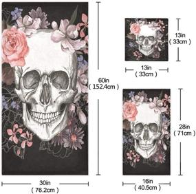 img 2 attached to Qilmy 3-Piece Rose Skull Towel Set: High Absorbent Soft Towels for Bathroom, Hotel, Kitchen, Gym & Spa