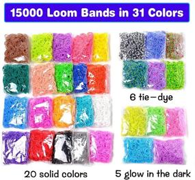 img 3 attached to Ultimate 15000+ Loom Rubber Band Refill Kit: 31 Colors, Bracelet Making for Kids - DIY Craft Gift Set with 13500 Loom Bands, 500 Clips, 15 Charms, 6 Crochet Hooks, 2 Y Looms