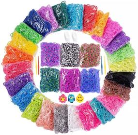 img 4 attached to Ultimate 15000+ Loom Rubber Band Refill Kit: 31 Colors, Bracelet Making for Kids - DIY Craft Gift Set with 13500 Loom Bands, 500 Clips, 15 Charms, 6 Crochet Hooks, 2 Y Looms