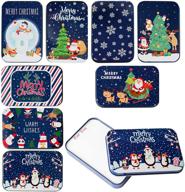 🎁 tomnk 8-piece christmas gift tins: dark blue card gift holder boxes for easy organized gift giving logo