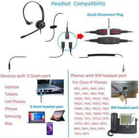 img 1 attached to 🎧 Универсальная офисная гарнитура: разъем RJ9 для телефона Cisco, разъем 3,5 мм для мобильного телефона, ПК и ноутбуков - шумоподавление для колл-центров и стационарных телефонов.