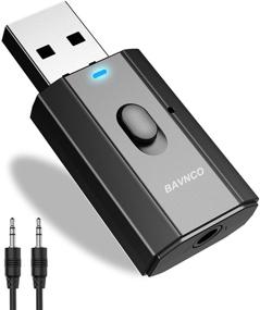 img 4 attached to 🚗 BAVNCO Bluetooth 5.0 Car Adapter - Mini Stereo Transmitter Receiver with Wireless 3.5mm Aux Jack - Hands-Free Car Kit with Built-in Mic for Car Aux, Home Stereo, Headphones, PC, TV, and More