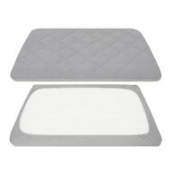 tillyou cloudy soft pack and play sheet - quilted, breathable & thick play yard playpen sheets - fits mini/portable crib mattress pad for pack n play - charcoal gray logo