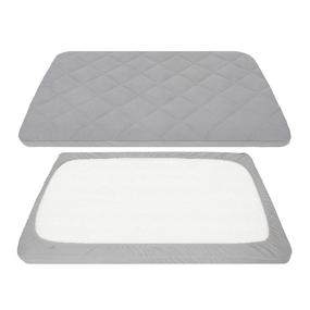 img 4 attached to TILLYOU Cloudy Soft Pack and Play Sheet - Quilted, Breathable & Thick Play Yard Playpen Sheets - Fits Mini/Portable Crib Mattress Pad for Pack N Play - Charcoal Gray