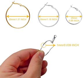 img 3 attached to 🔗 60pcs TopBine 25MM/30MM/35MM Beading Hoop Earring Findings - Round Open Beading Hoops for Jewelry Making DIY Crafts