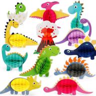 🦖 mocoosy 12 pcs dinosaur party honeycomb centerpieces: adorable dino table decorations for kids' t-rex theme birthday, baby shower supplies & more logo