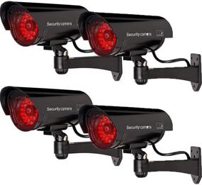 img 2 attached to 💡 WALI Bullet Dummy Security Camera - 4 Pack Indoor/Outdoor CCTV Dome Fake Surveillance System with 30 LED Lights, Sticker Decals (B30-4) - Black