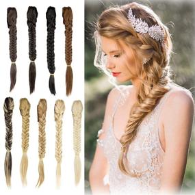 img 4 attached to 💁 Synthetic Long Clip-On Bun with Claw Clip - Ponytail Fishtail Braid Extension Hairpieces