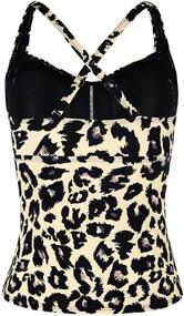 img 2 attached to Hilor Women's Cross Back Tankini Swimsuit Tops with Tummy Control and Shirred Design - Stylish Swimwear