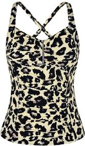 img 4 attached to Hilor Women's Cross Back Tankini Swimsuit Tops with Tummy Control and Shirred Design - Stylish Swimwear