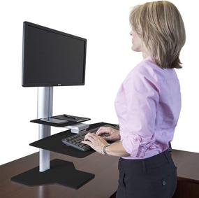 img 4 attached to 🖥️ Silver and Black Uprite Ergo Sit2Stand Standing Desk Converter with Single Monitor Mount