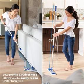 img 1 attached to Efficient Professional Dredge Microfiber Flat Mop System: Ideal for Hardwood Tile Laminate & Vinyl Floors - Includes 3 Reusable Wet Dry Dust Cleaning Pads. Perfect for Kitchen & Bathroom with Extendable & Collapsible Handle.