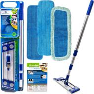 efficient professional dredge microfiber flat mop system: ideal for hardwood tile laminate & vinyl floors - includes 3 reusable wet dry dust cleaning pads. perfect for kitchen & bathroom with extendable & collapsible handle. logo