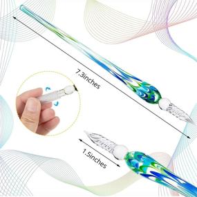 img 3 attached to ✒️ 6-штучный набор ручных стеклянных перьев от Crystal Glass Signature Pen - старинные костровые чернила, идеально подходят для письма, рисования, подписей, каллиграфии, декорирования - идеальный подарок для презентаций.